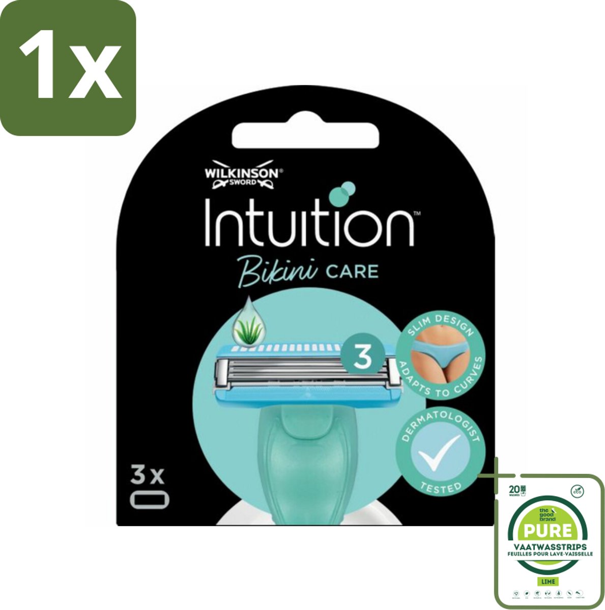 1 x Wilkinson Intuition - Navulmesjes - Bikini Care Duo - Praktisch - 3 mesjes - Scheermesjes - Intieme Zone - Bikini Lijn - Gevoelige Huid - Scheermes