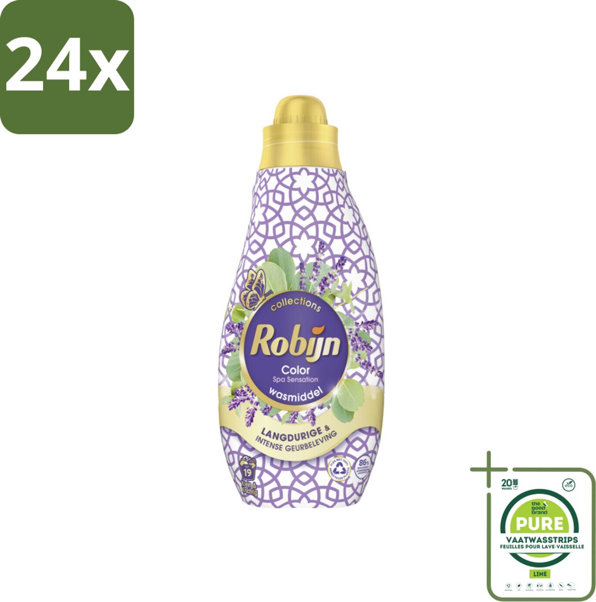 Robijn - Klein & Krachtig Spa Sensation - Vloeibaar Wasmiddel - 19 Wasbeurten - 665 ml - Voordeelverpakking - 24 stuks - Wasmiddel - Vloeibaar wasmiddel