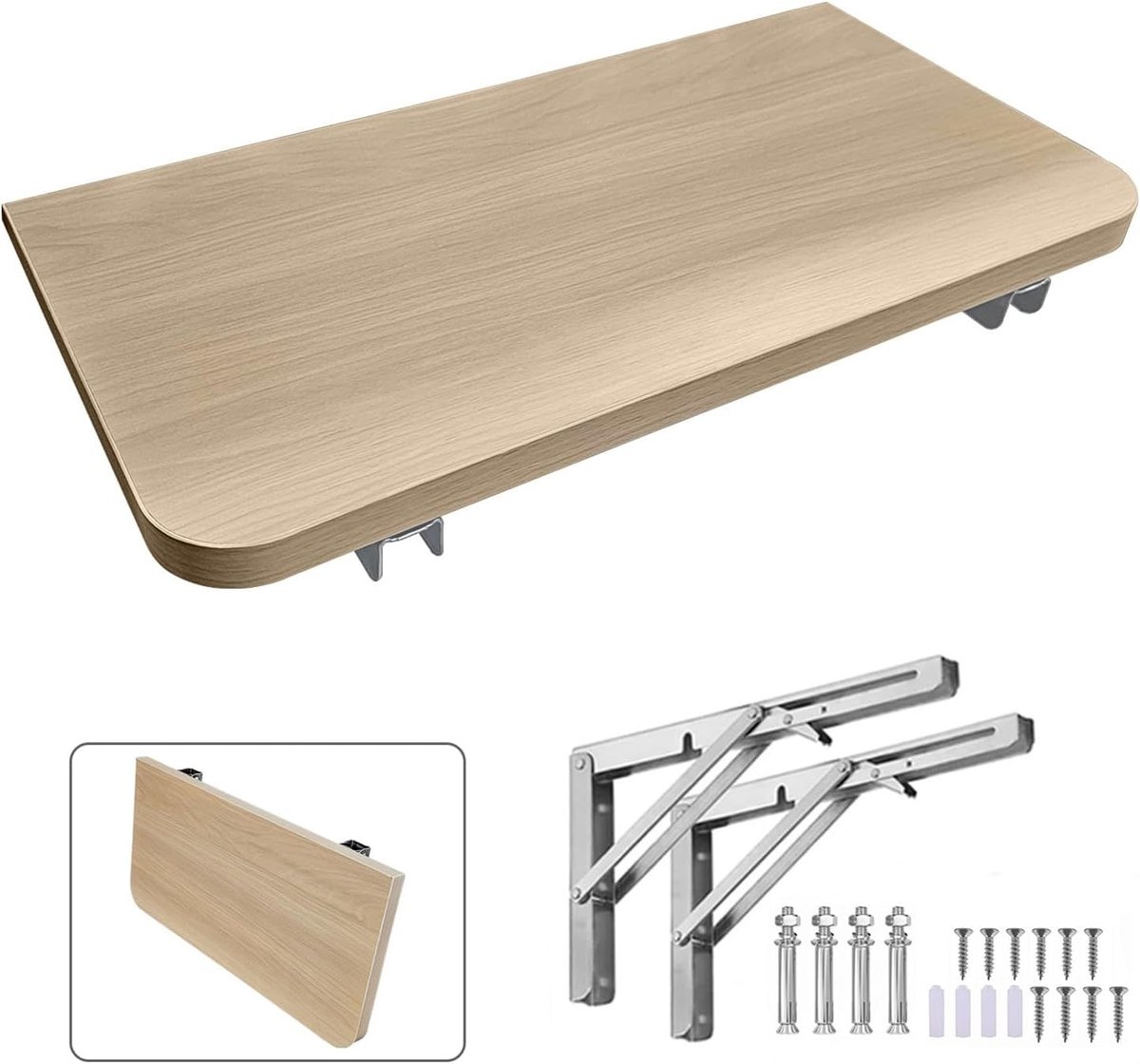Vouwbare wandplank van hout, stevig en stijlvol, geschikt voor keuken, woonkamer, slaapkamer, badkamer en garage, maximaal 50 kg draagvermogen