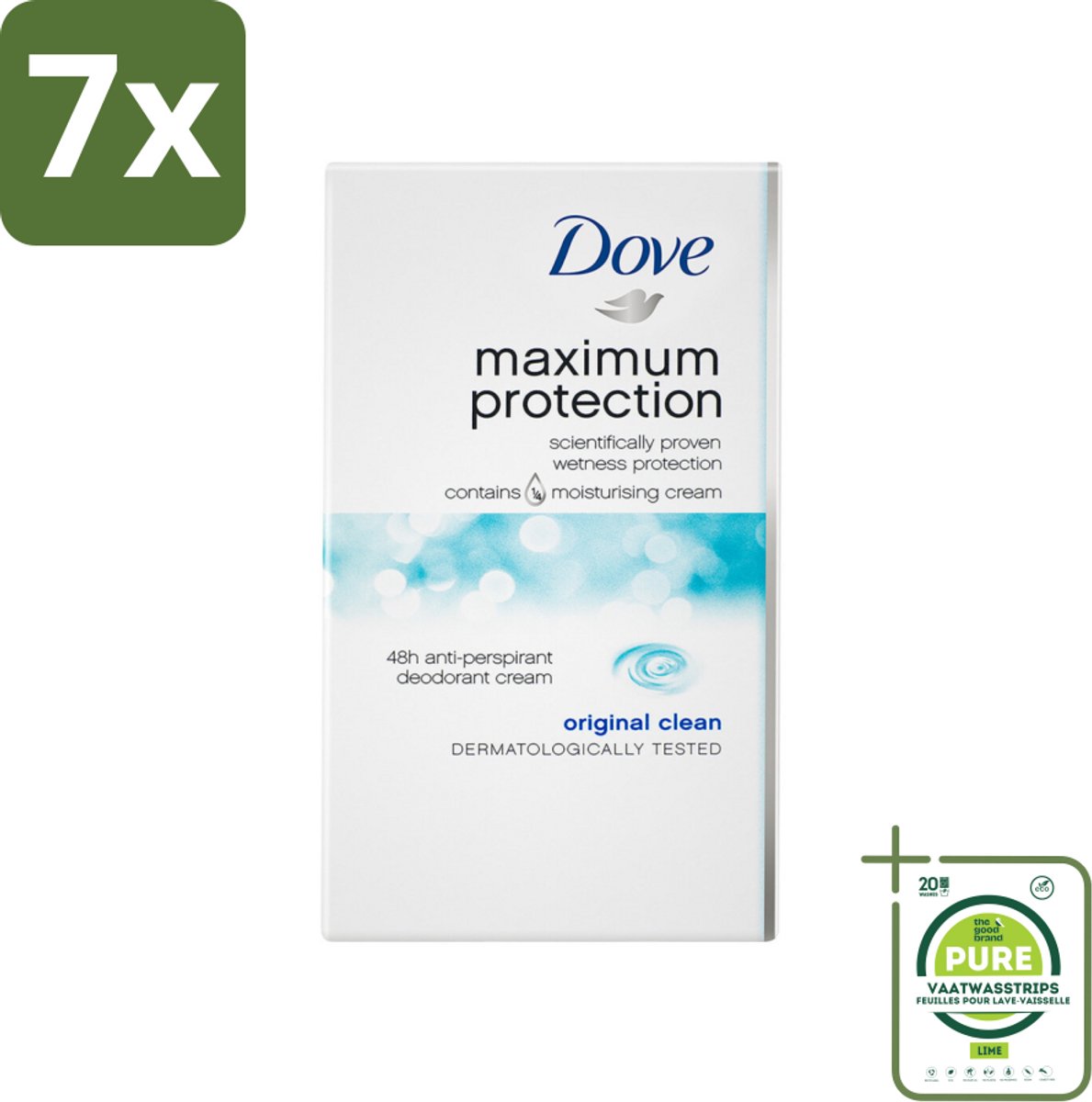 7 x Dove Deodorant Stick - Maximum Protection - Original Clean - 45 ml - Grootverpakking - Anti-transpirant - Deodorant - Dove - Bescherming Tegen Zweet - Verzorgend