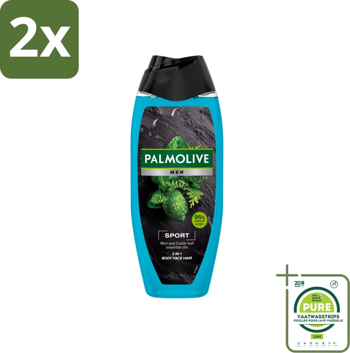 Palmolive Men - Sport 3-in-1 - Douchegel - Verfrissend & Verzorgend - 500 ml - Voordeelverpakking - 2 stuks - Douchegel - Mannen