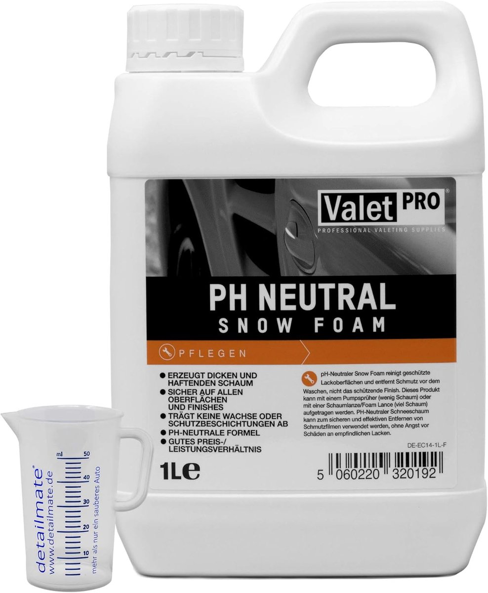 SnelShoppen - pH Neutrale Snow Foam Auto Was Foam 1 Liter - Dikke Hechtende Schuim voor Auto - Inclusief 50ml Meetbeker - Veilig voor Alle Oppervlakke