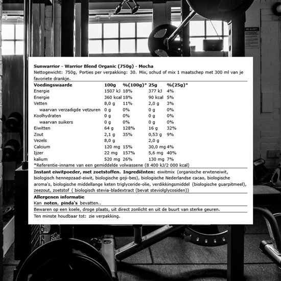 Sunwarrior Blend Proteine Mocha 750 gram — afbeelding 3