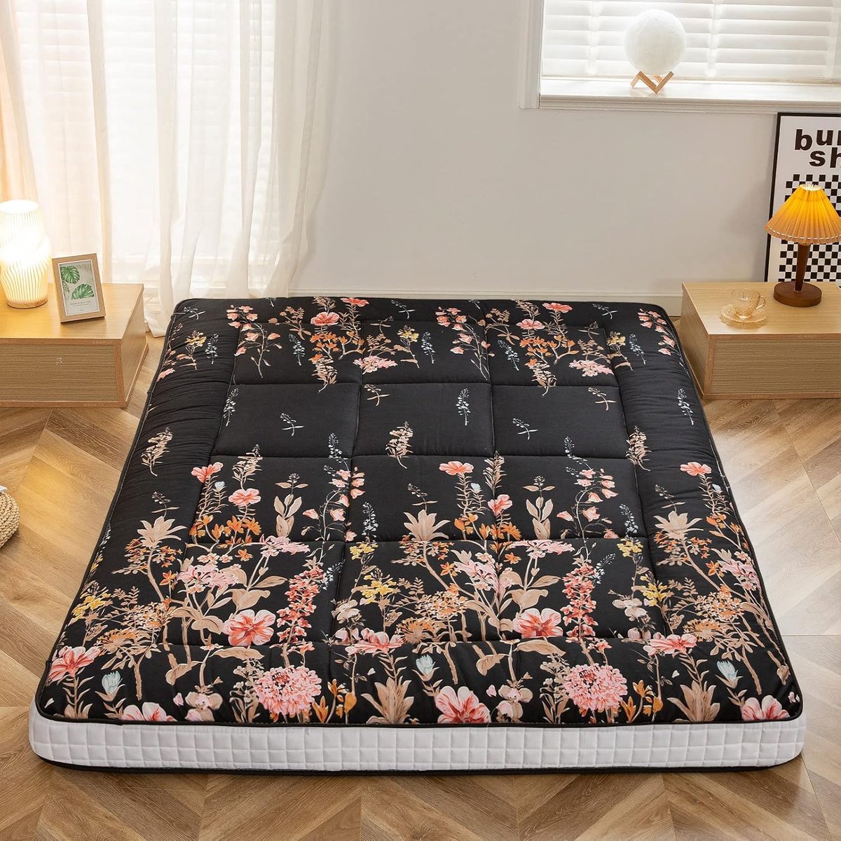 SnelShoppen - MAXYOYO Futonmatras, Gequilt Japans Vloermatras, Extra Dikke Vouwbare Slaapkussen, Ademend Vloerlounger, Gastbed voor Kamperen en Sofa (