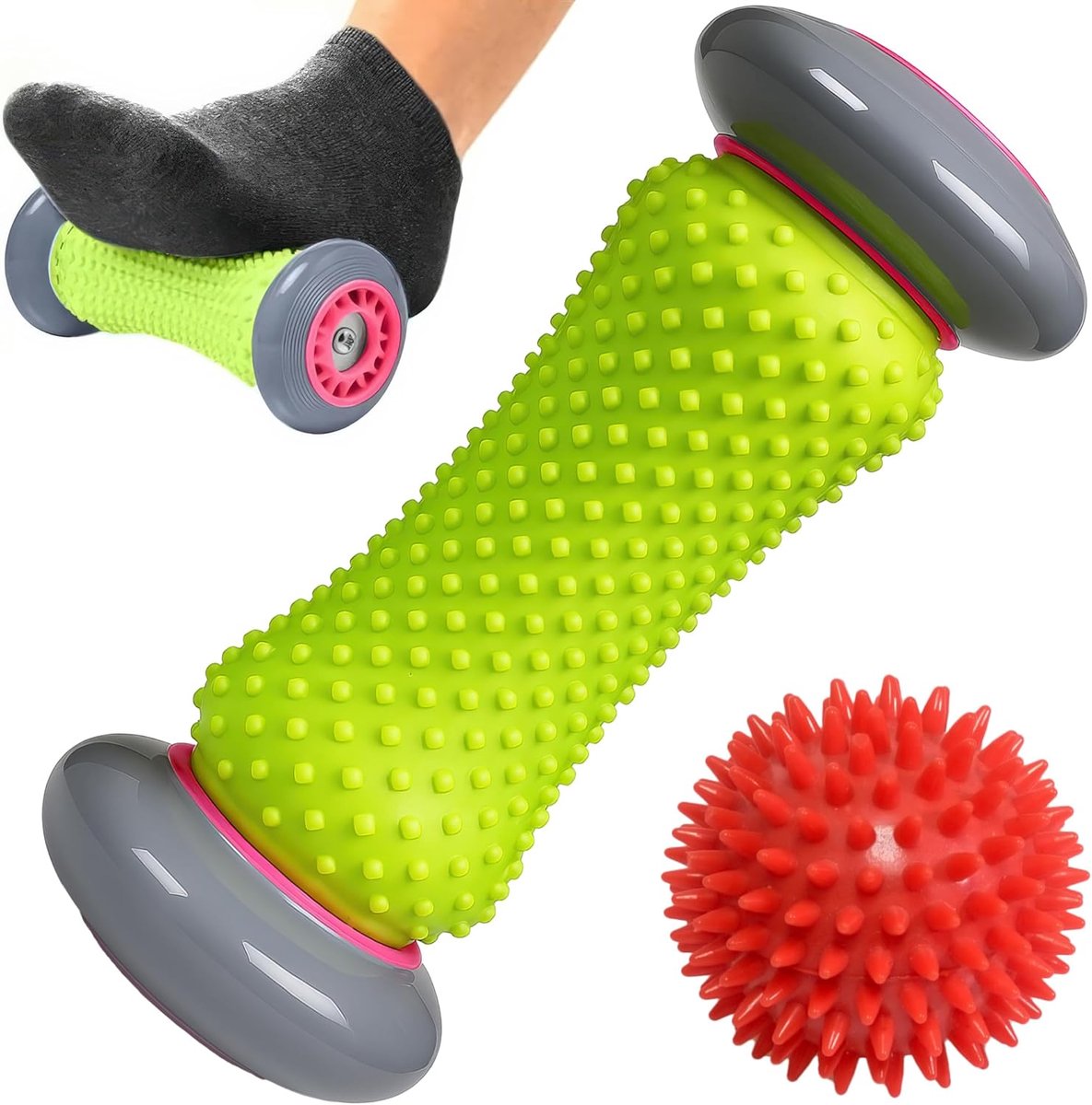 SnelShoppen - ROMIX Voetmassagebal Roller, Voetmassage Roller voor Herstel van Fasciitis, Acupressuur Voet Roller Massager Therapie voor Hiel Rug Hand