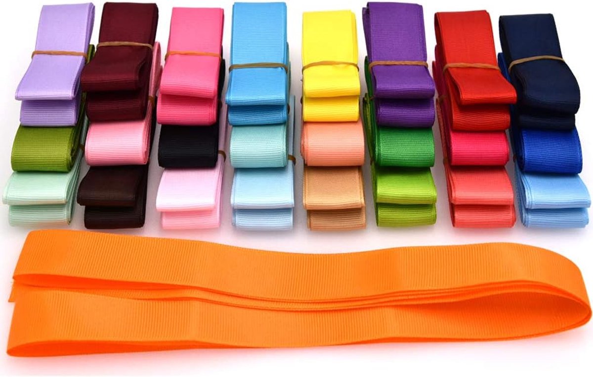 25 Stks 50M Grosgrain Lint Voor Handwerk, Bruiloft, - Boog, Deco