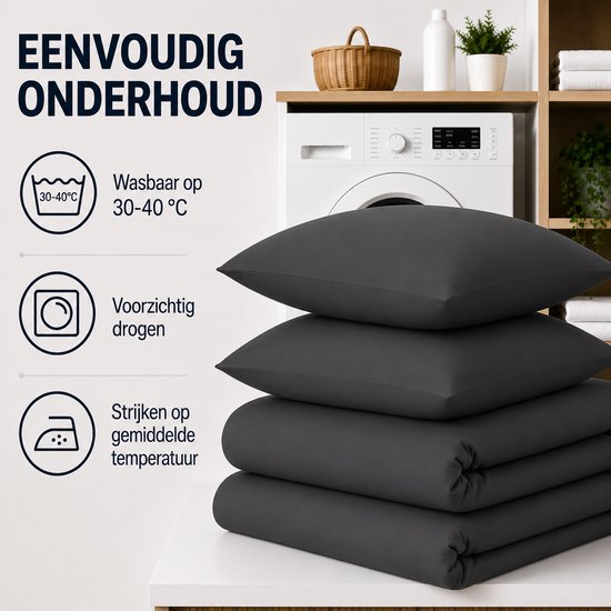 Komfortec Premium Dekbedovertrek 240x220 cm + 2x Kussensloop 80x80 cm - Geborsteld 100% Polyester Microvezel 90 g/m² - 3-Delige Superzachte Beddengoedset - Antracietgrijs van Komfortec — afbeelding 4