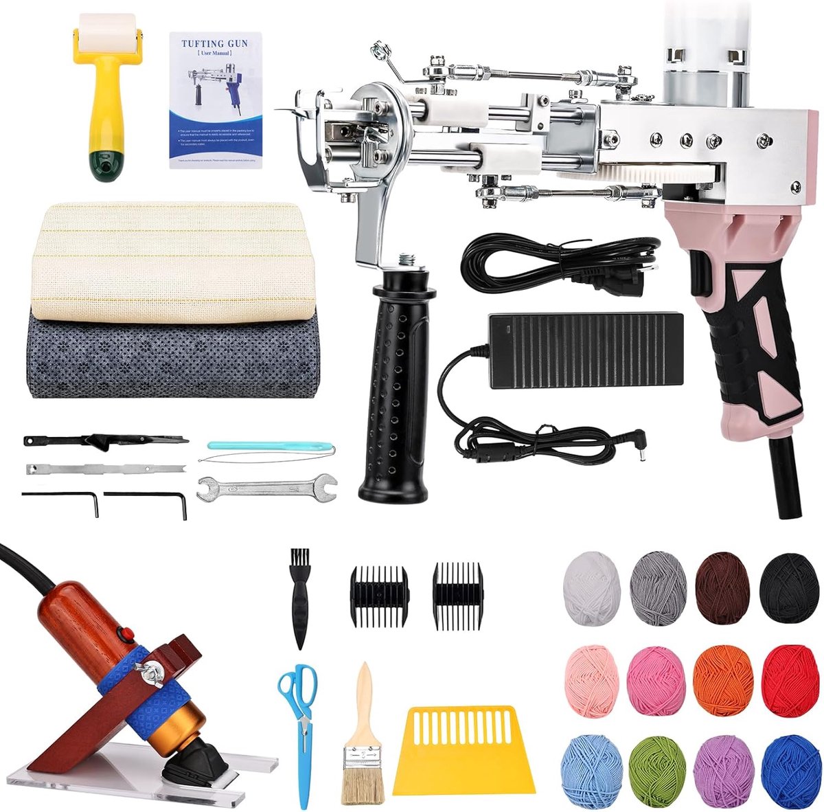 Tuften Gun Kit met Tapijt Trimmer Kit, Anti-Slip Tapijt Gun met