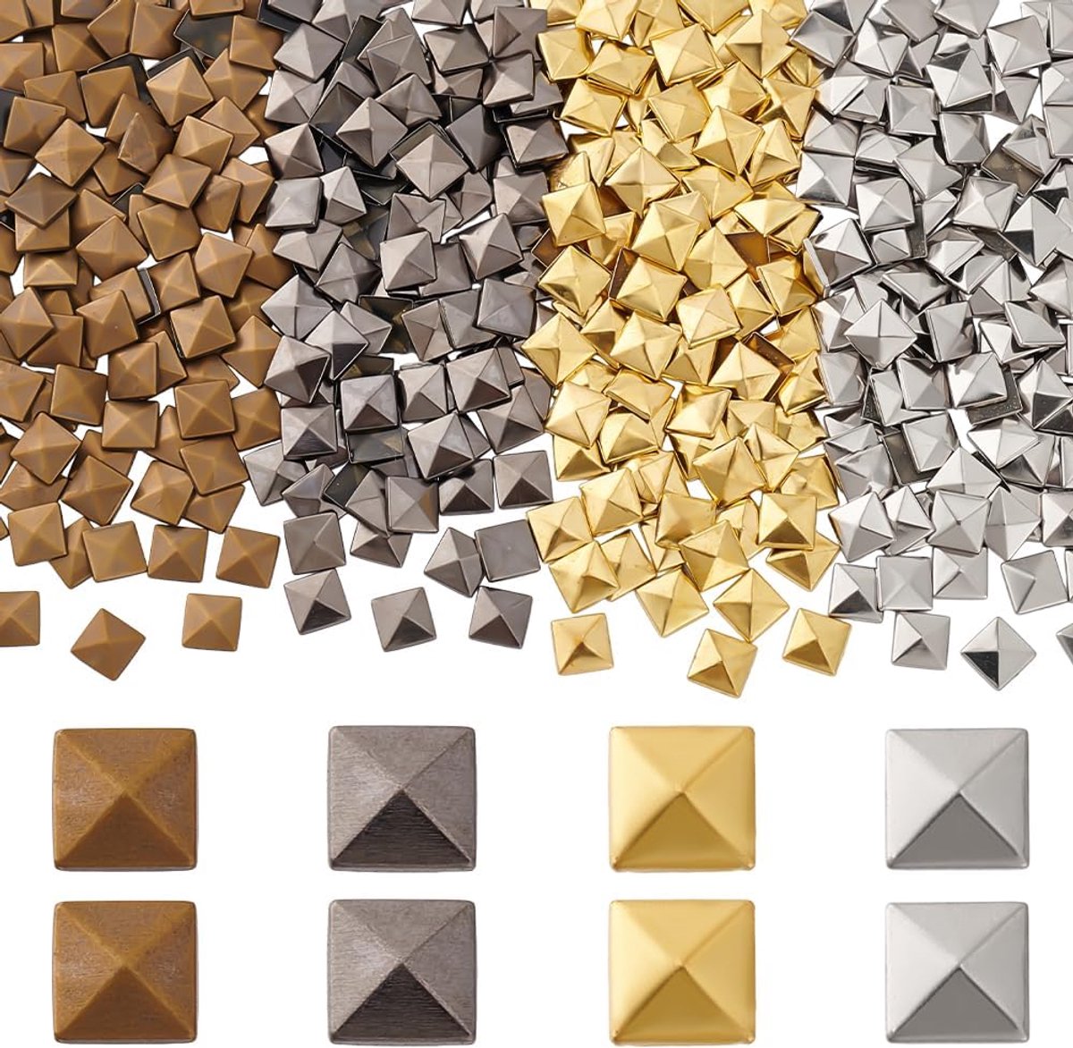 PandaHall 400 stuks platte achterkant piramide studs lijm op metalen