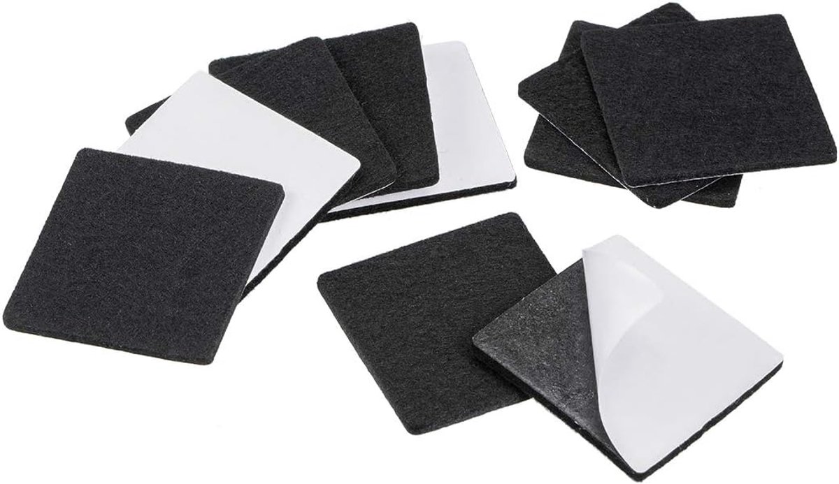 sourcing map 10 stuks meubelpads vilt pads zelfklevend 50 mm x 50 mm vierkant 3 mm dik zwart