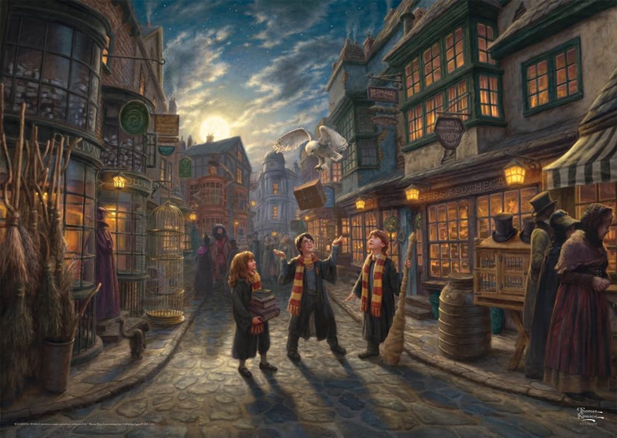 Spiele 58548 Wizarding World, Harry Potter, Diagon Alley, Thomas Kinkade, puzzel met 1000 stukjes, meerkleurig