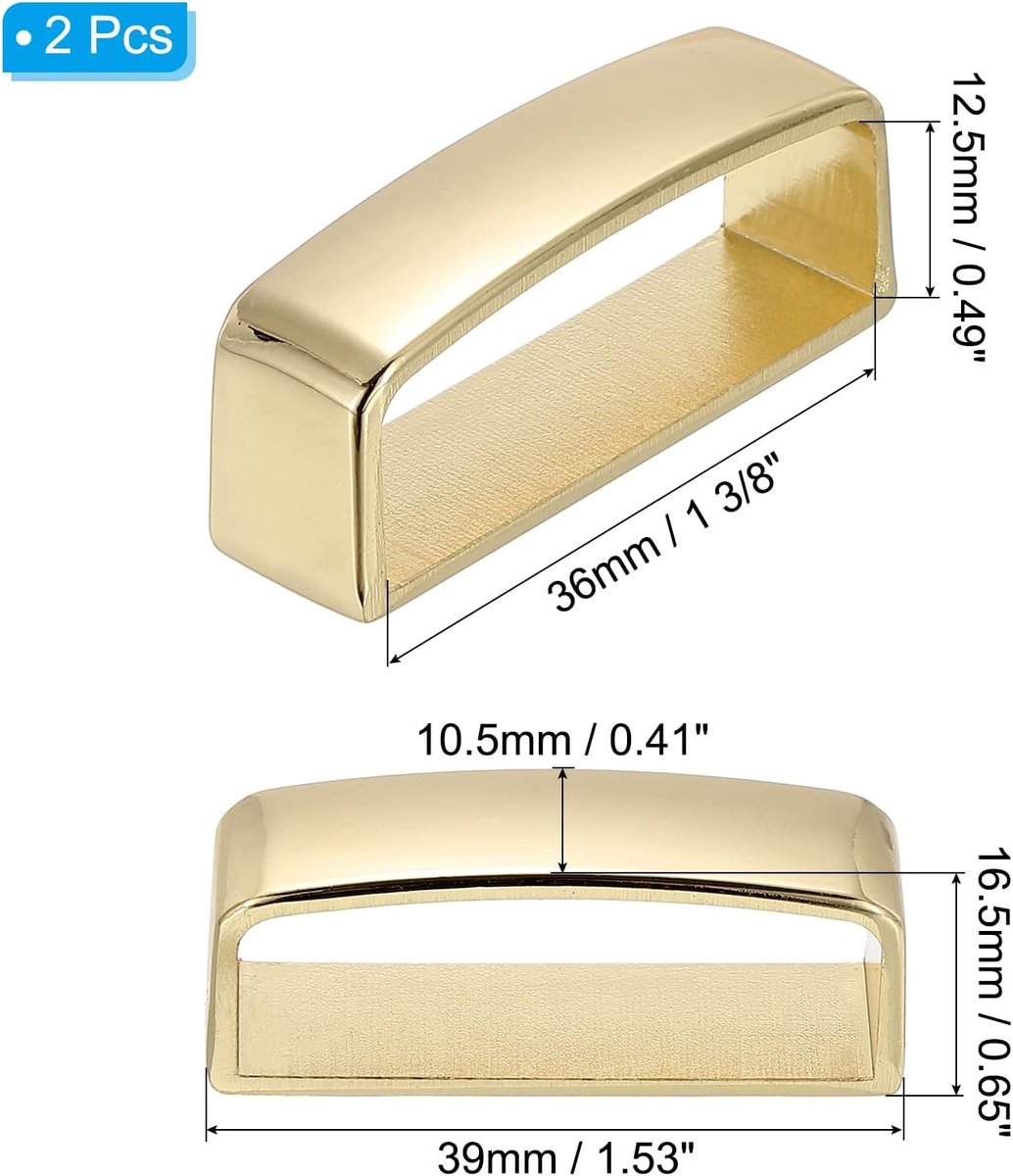1 3/8 Inch 36mm Riemlus Keepers, 2 Pack Legering Riem Ring Heren Gesp voor DIY Craft Riem Bevestiging, Goudkleurig, Zwart, 40mm x 14mm