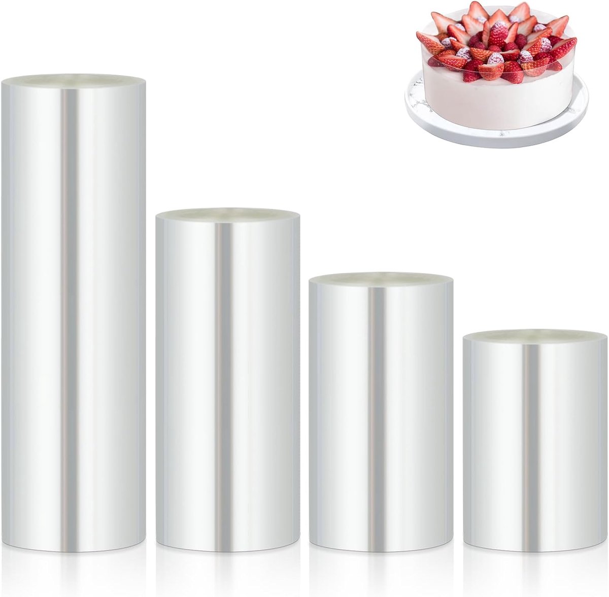 Taarthalsband, 4 rollen acetaat voor banketbakkerij, 6 cm/8 cm/10