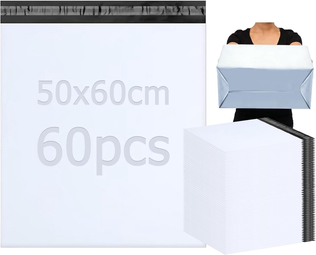 60 stuks verzendzakken, 50x60 cm, verzendtassen voor kleding