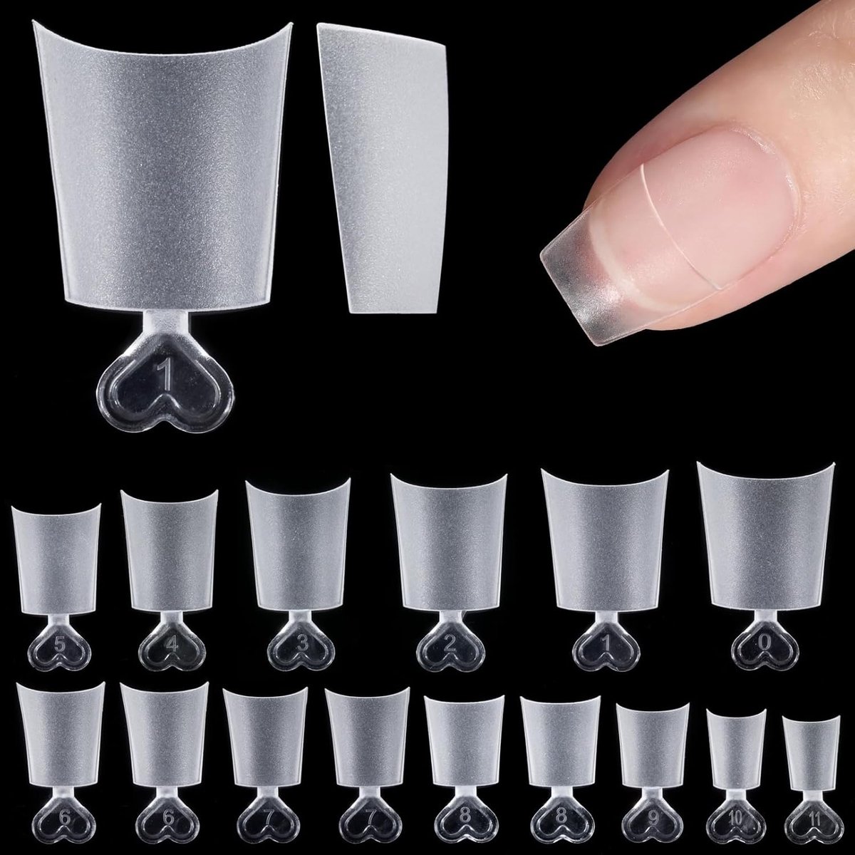240 stuks korte Franse nageltips, 15 maten, halve afdekking