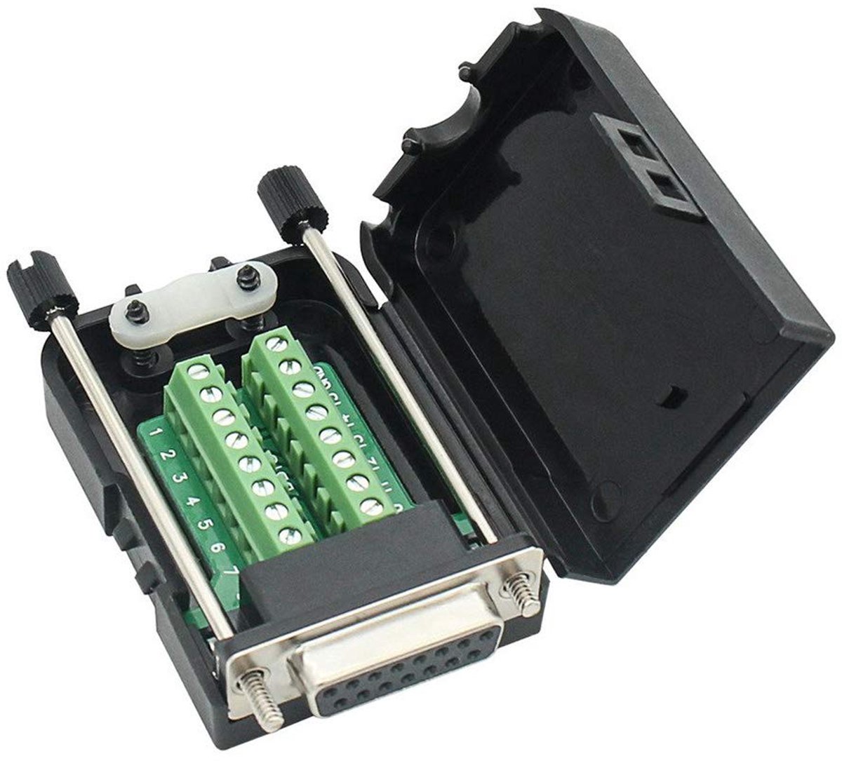 2 STUKS DB15 D-SUB Connector 15Pin Mannelijke En Vrouwelijke 2 RIJ Terminals Adapter Breakout PCB Board Voor DIY Met sleufschroevendraaier + Draad Cover