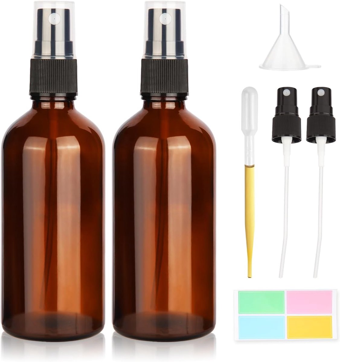 100 ml amberkleurige glazen spuitflessen 2 stuks lege fijne mist