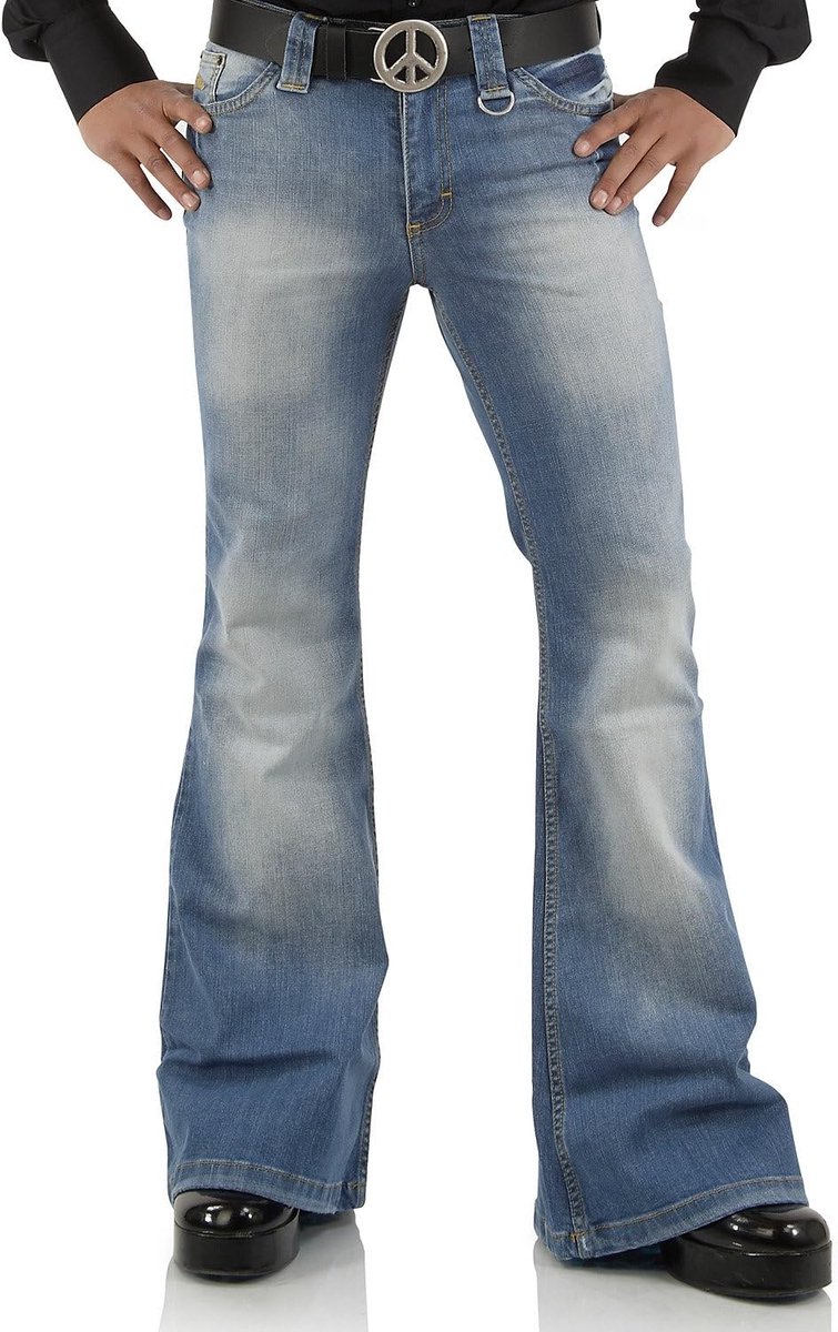 Jeans met omslag verwassen Star Blue lichtblauw 72 - Jeans wijd broek