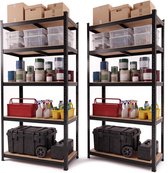 Infinity Goods Stellingkast Zwart - Set van 2 - 180x90x40 cm - Metalen Opbergrek - Voorraadkast - Magazijnstelling 5 Planken - Max. 175kg Per Plank, 875kg Totaal