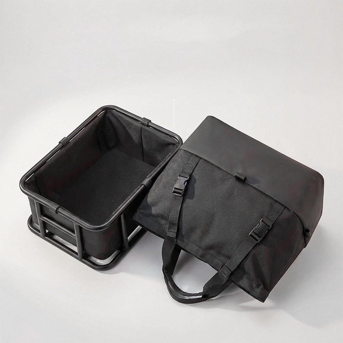 Fietsmand - Fietsmand met tas - Dagelijkse boodschappen - Snelmontage ontwerp - 344 x 305 x 15 cm - Zwart