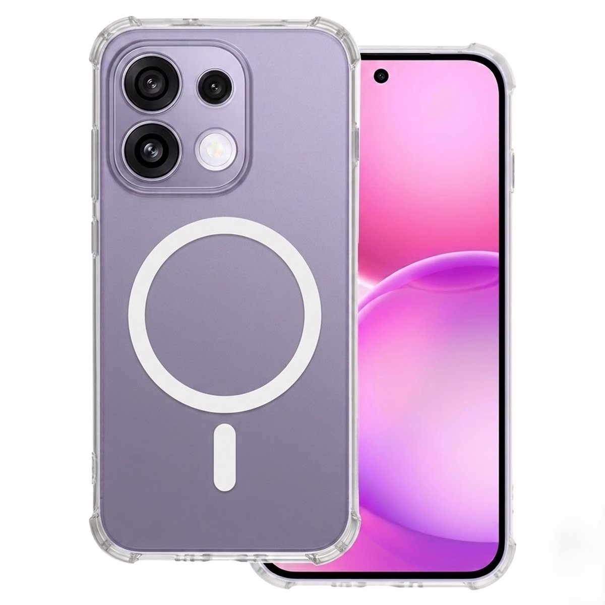 Casemania Hoesje Geschikt voor Oppo Reno16 Pro 5G - Transparant - Anti-Shock Back Cover - Geschikt voor MagSafe - Extra Stevig Val en Stootbescherming Magnetische Telefoonhoesje