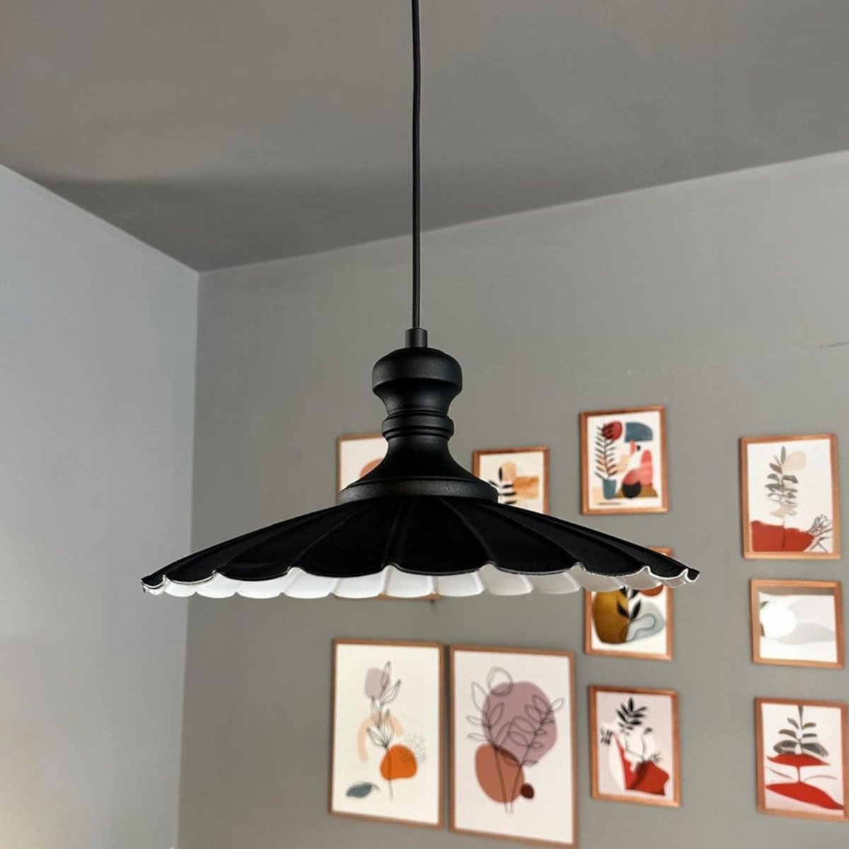 Bamyum Risso hanglamp, industriële Modern stijl, Ø34 cm, zwart metalen lamp