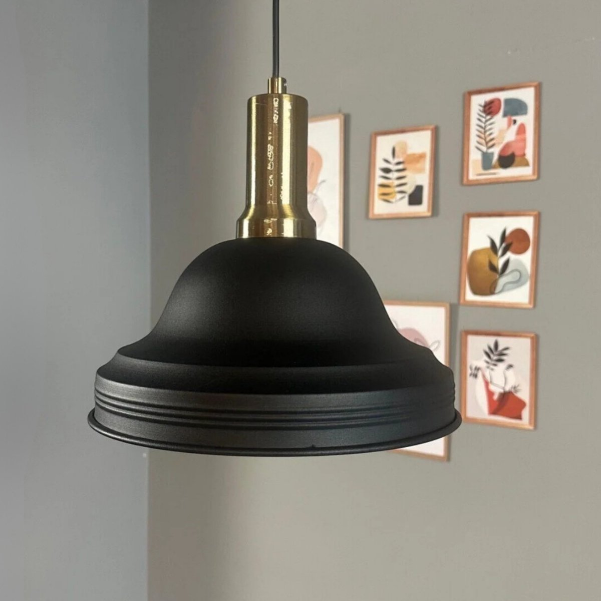 Bamyum Asletl hanglamp, industriële Modern stijl, Ø40 cm, zwart metalen lamp
