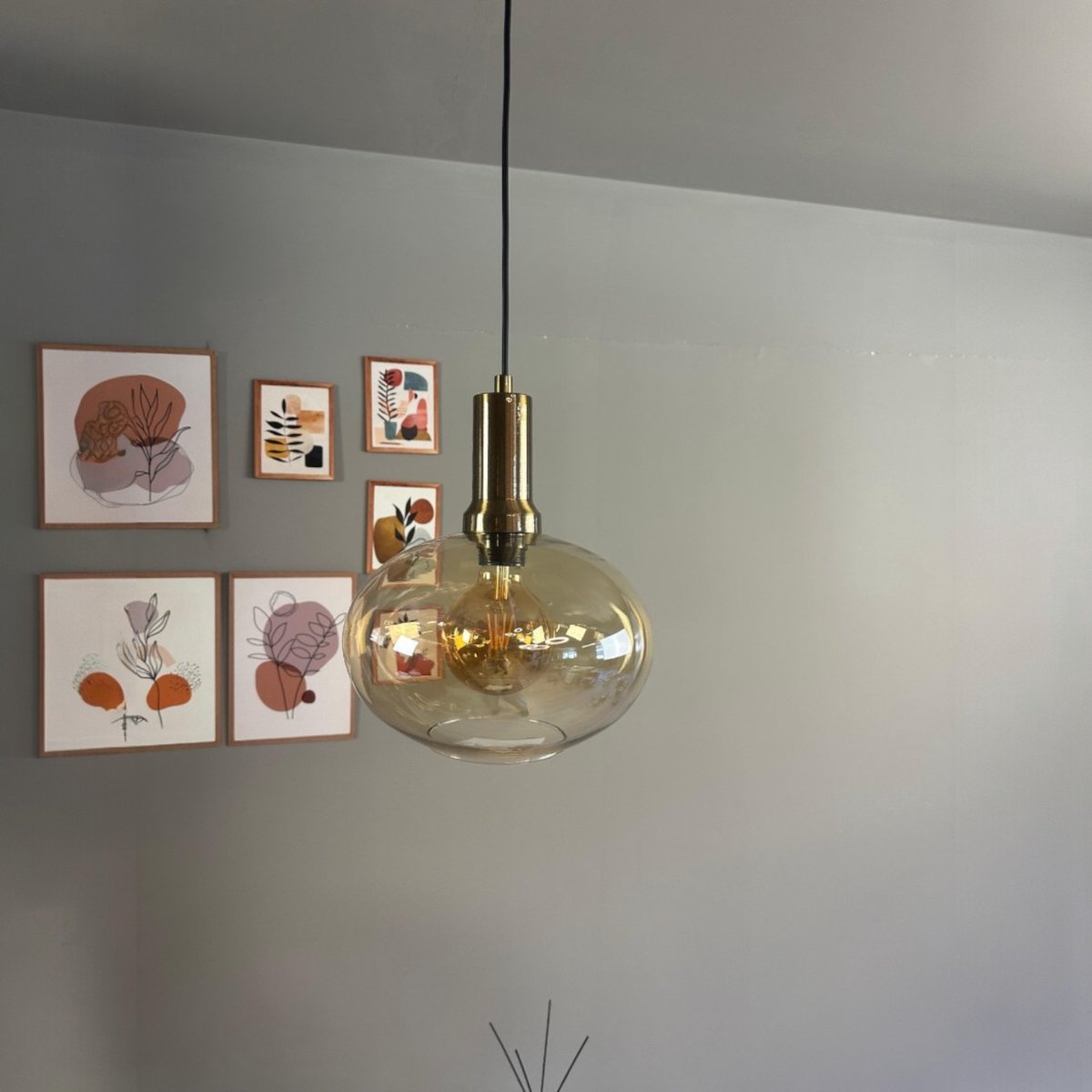 Bamyum Solvia hanglamp, industriële Modern stijl, Ø20 cm, honingkleur metalen lamp