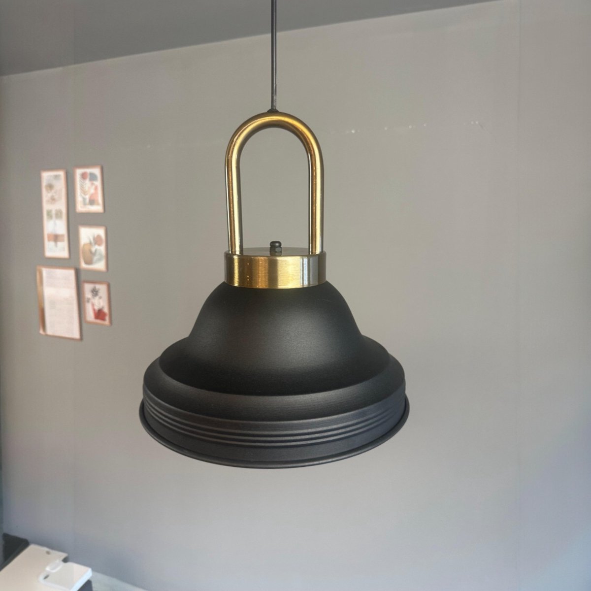 Bamyum Asletl hanglamp, industriële Modern stijl, Ø40 cm, zwart metalen lamp