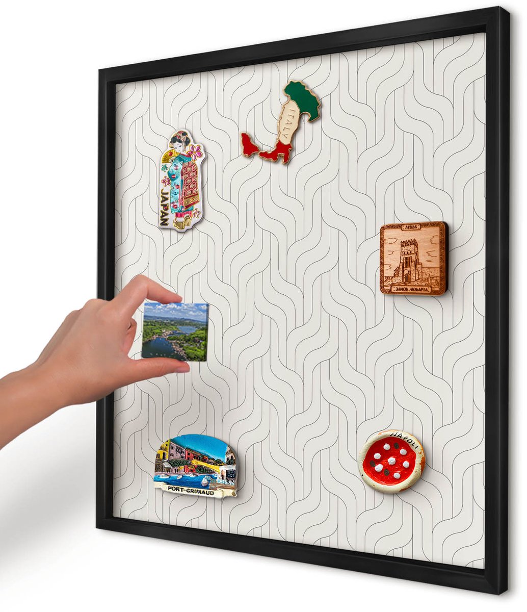 Artprintcave Romig Magneetbord mit Zwart Frame - 50x50 cm - Zachte Golven Wandbord Magnetisch - Minimalist Magnetisch Bord Voor Magneten - Achtergronden En Patronen