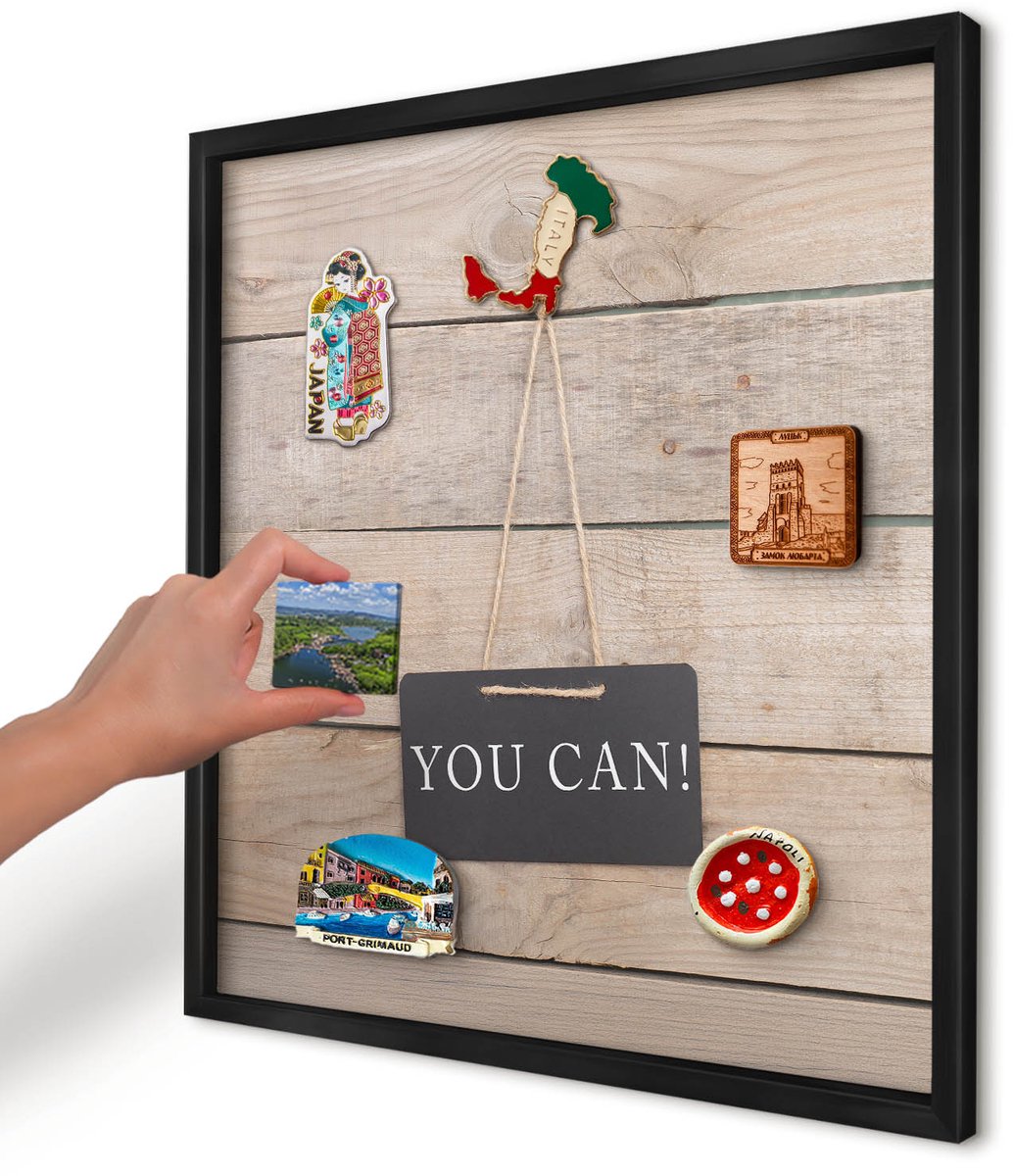 Artprintcave Beige Magneetbord mit Zwart Frame - 50x50 cm - Motivatie Elke Dag Bord Voor Magneten - Rustiek Magnetisch Bord Voor Magneten - Teksten