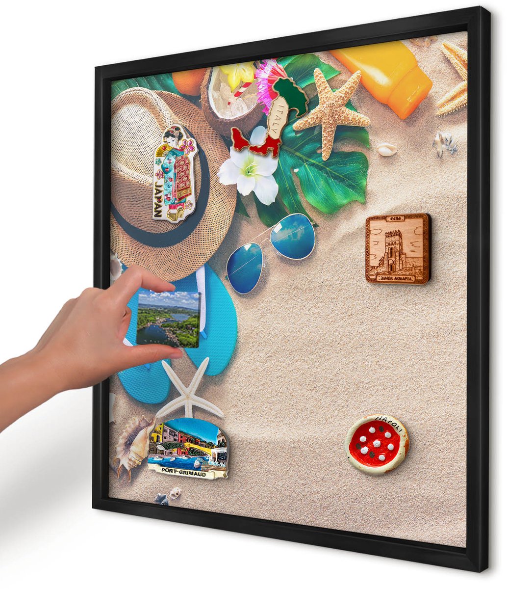 Artprintcave Beige Magneetbord mit Zwart Frame - 50x50 cm - Zomerse Ontspanning Magneetbord Voor Foto's - Fotografisch Magneet Bord mit Frame - Natuur