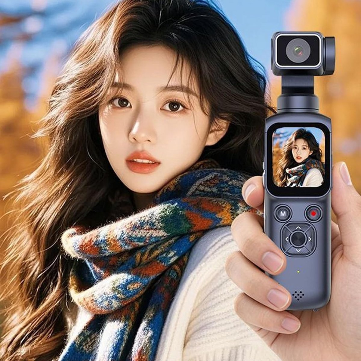 Zak 4K actiecamera 75MP | 1-as 330° lens, gezichtsvolging, snelle AF, 1,72" touchscreen, wifi naar telefoon. Draagbare vlogcamera, 2400mAh accu, compact voor reizen & buiten, zwart