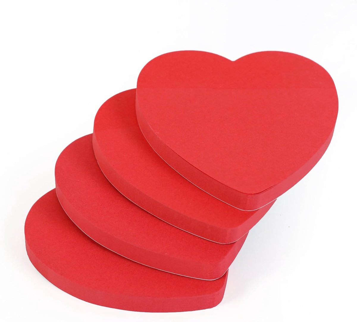 SnelShoppen - Set van 4 Hartvormige Zelfklevende Notitieblokken 76 x 76 mm Rood - 100 Vel per Blok - Creatieve Notities voor Feestjes, School, Kantoor