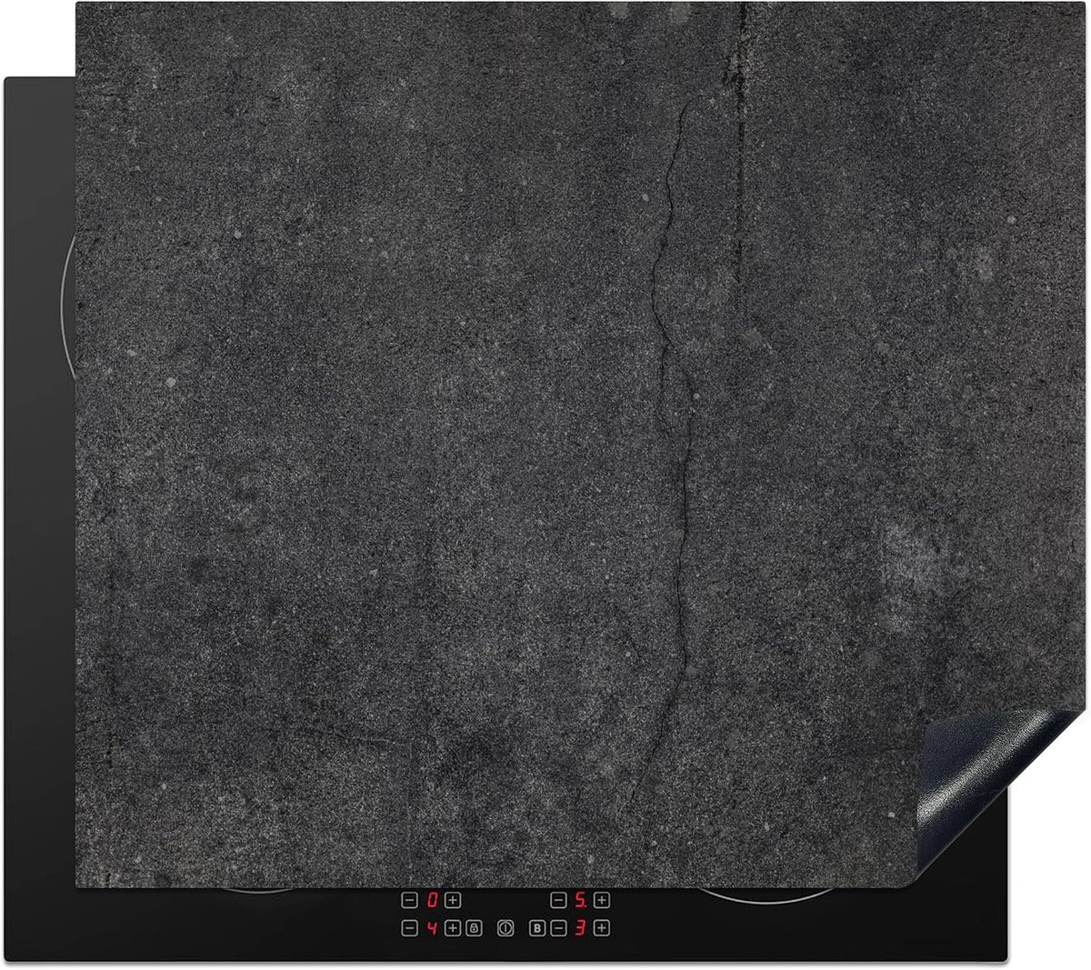 SnelShoppen - Inductiekookplaat Beschermer 60x52cm - Keuken Decoratie - Antislip Mat - Betonnen Look - Zwart - Grijs - Rustiek - Industrieel