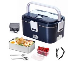 Elektrische lunchbox - Draagbare verwarmde lunchbox - 1,8 liter - Voedselcontainer - Lunchverwarmer voor thuis/in de auto - Elektrische lunchbox met stekker - Lekvrij ontwerp - Geschikt voor auto's en kantoren - Blauw