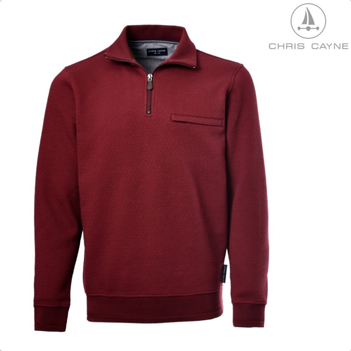Trui 3057 rood sweater korte rits Chris Cayne - maat L