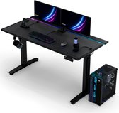 Ultradesk Vortex Gaming Bureau - Elektrisch Verstelbaar (72-122 cm) - Met Dubbele Motor, 130 kg, RGB PRISMATIC LED & Magnetische XXL Muismat - 140x70 cm - Zwart