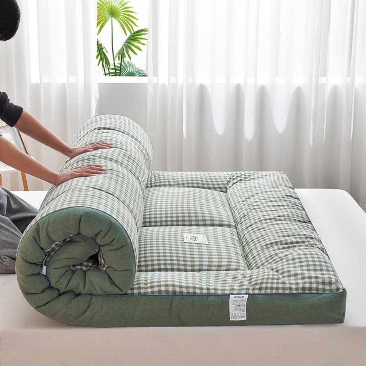 Opvouwbaar Vloermatras - Futon Matras Kamperen - Ruimtebesparend Slapen - Ademende Stof - 180 x 200 cm - Groen