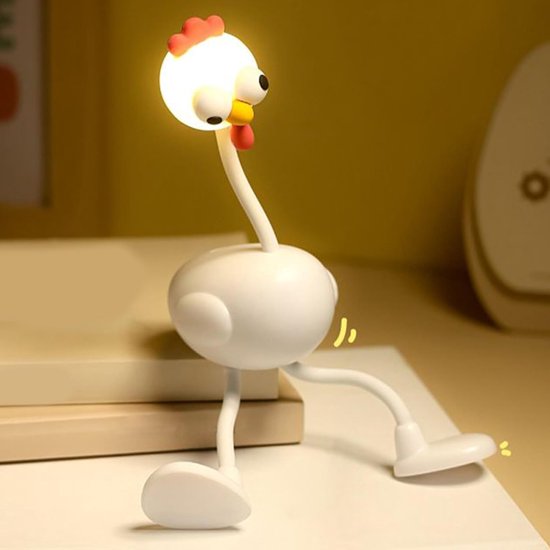 Nachtlamp Kip - Bedlampje Kinderkamer - Sfeerverlichting Creëren - Flexibel Verstelbaar - 165 cm - Wit — afbeelding 4