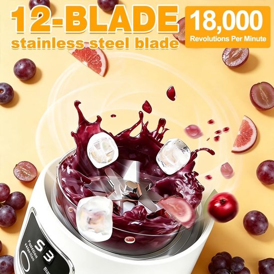 Draagbare Blender - Smoothie Maker To Go - Verse Sappen Maken - 12 Roestvrijstalen Messen - 450 ml - Wit — afbeelding 3
