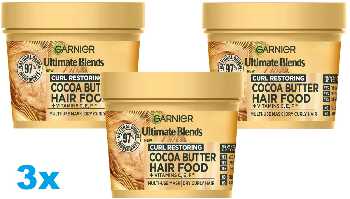 Garnier Fructis Hair Food Cocoa Butter - Haarmasker - 3 x 400 ml