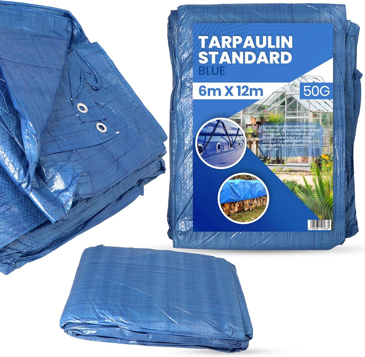 Dekzeil Waterdicht - Afdekzeil Zeildoek - Bescherming Tuinmeubilair - Scheurvast UV-Bestendig - 6x12m - Turkoois
