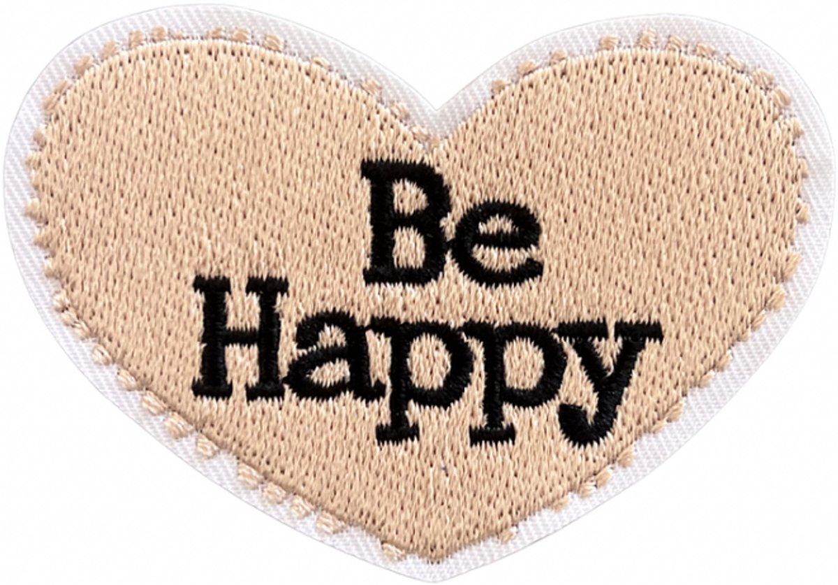 Be Happy Hart Strijk Embleem - Opstrijkbare geborduurde patch - Kleding Patch - Versiering Voor Kleding - Iron On - Doe-het-zelf-accessoires - Naai op geborduurde applicatie