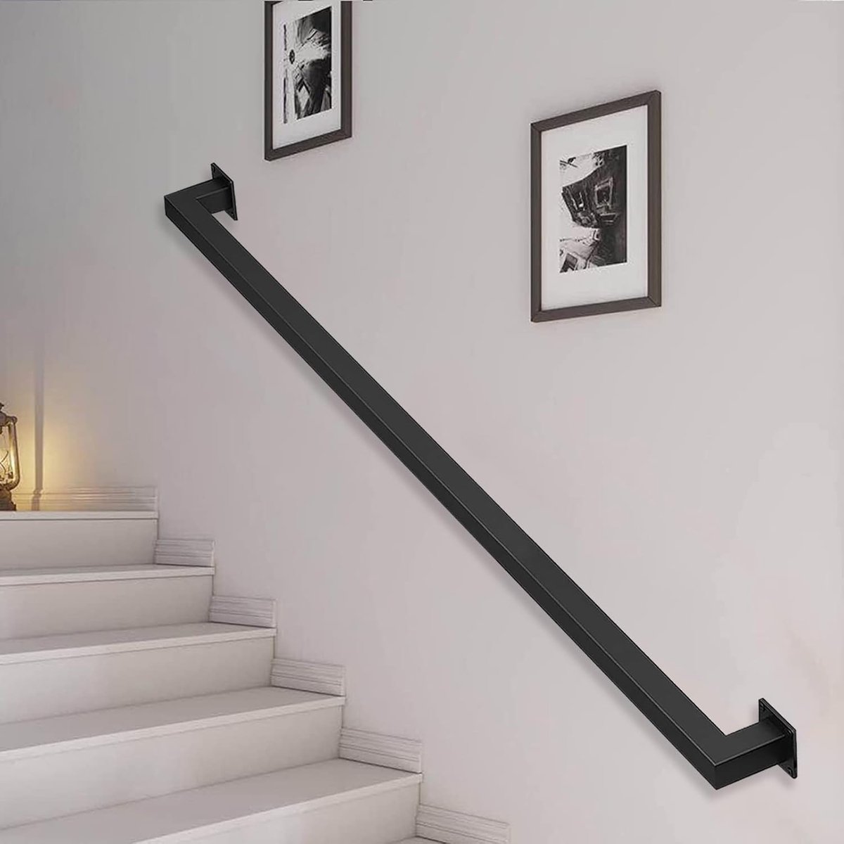 Trapleuning Smeedijzer - Wandmontage Handgreep - Veilige Trapondersteuning - Stevig Duurzaam Ontwerp - 30-600cm - Mat Zwart