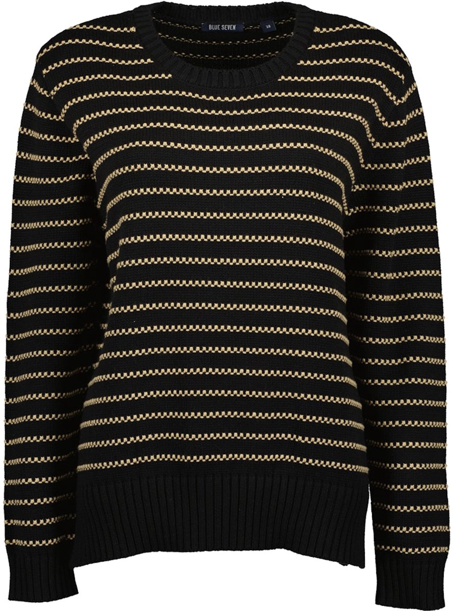 Blue Seven - dames - Trui 248147 zwart/beige streep Blue Seven - maat 46