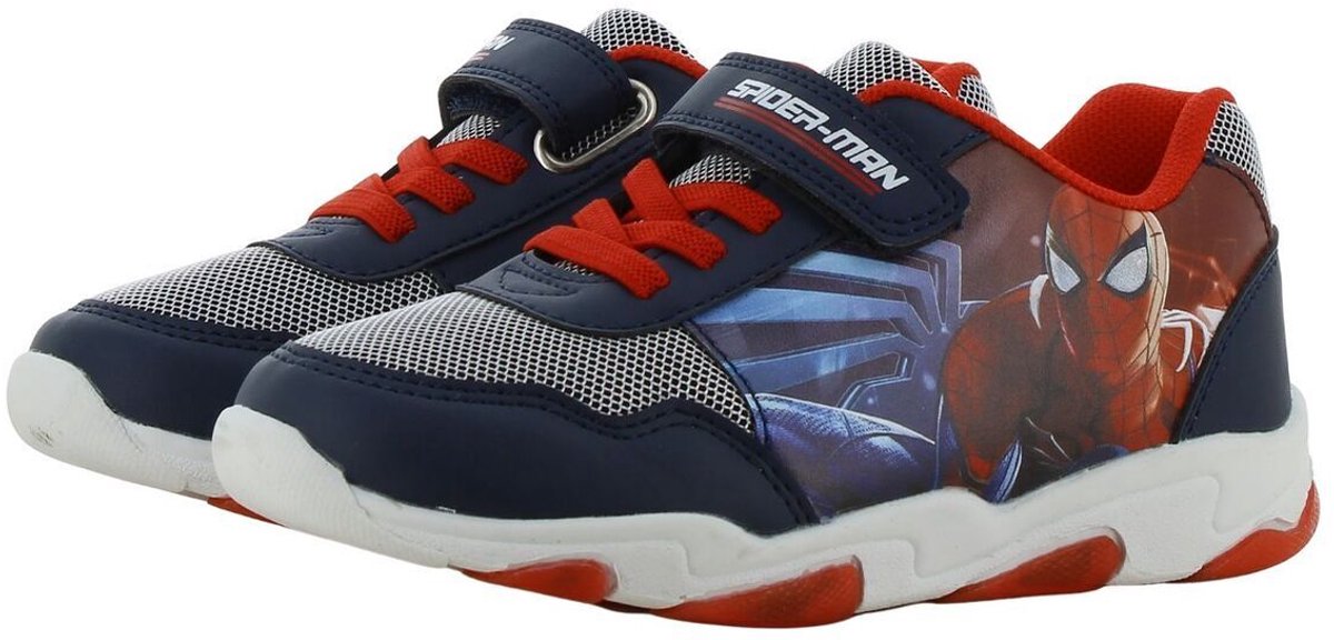 Spiderman - Schoenen voor jongens met lichtjes - Sneakers voor kinderen met klittenband - Lichtgevende kindersneaker - Maat 32 - Blauw
