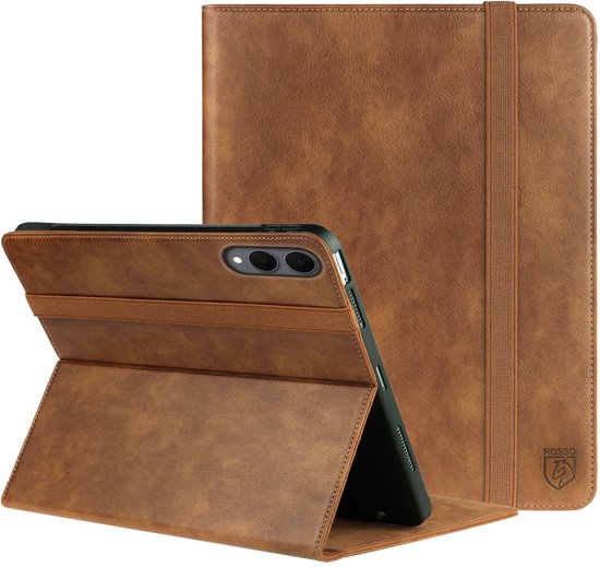 Rosso Element Hoes Geschikt voor Samsung Galaxy Tab S11 Ultra | Book Case | Volledige bescherming | Elastische band | Sleep/Wake functie | Met Penhouder | Verstelbare standaard | Bruin