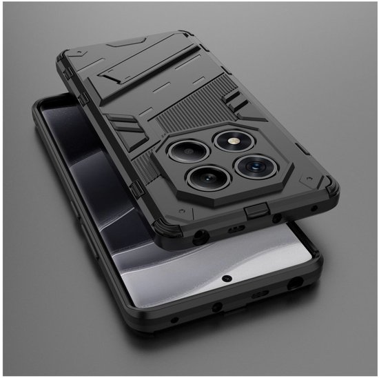 Hoesje Geschikt voor Xiaomi Redmi Note 14 Pro 4G | Shockproof Kickstand Back Cover | Zwart