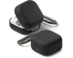 Ringke Silicone Hoesje Geschikt voor Samsung Galaxy Buds 4 / 4 Pro - Siliconen Cover - Karabijnhaak - Case Zwart